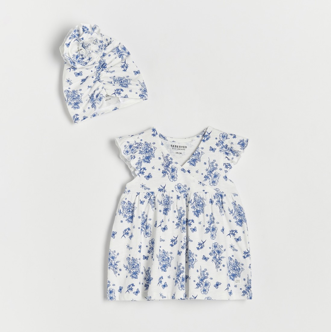 Reserved - Babies` dress & cap - Krémová