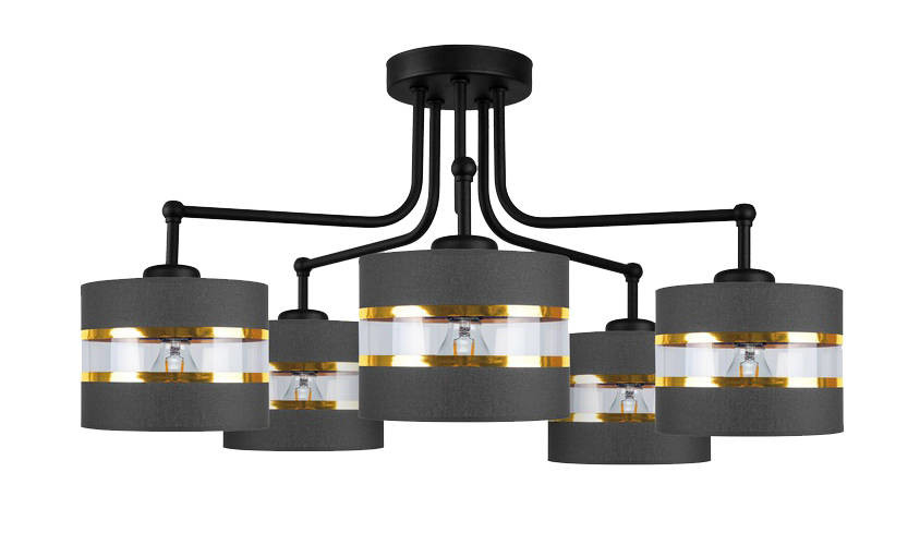 Candellux Čierny závesný luster Andy pre žiarovku 5xE27 35-06158