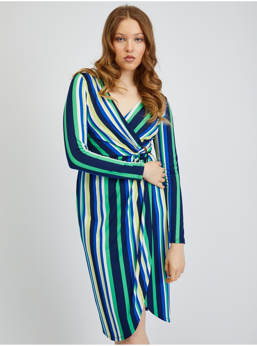 Orsay Green-Blue Ladies Striped Dress - Women
