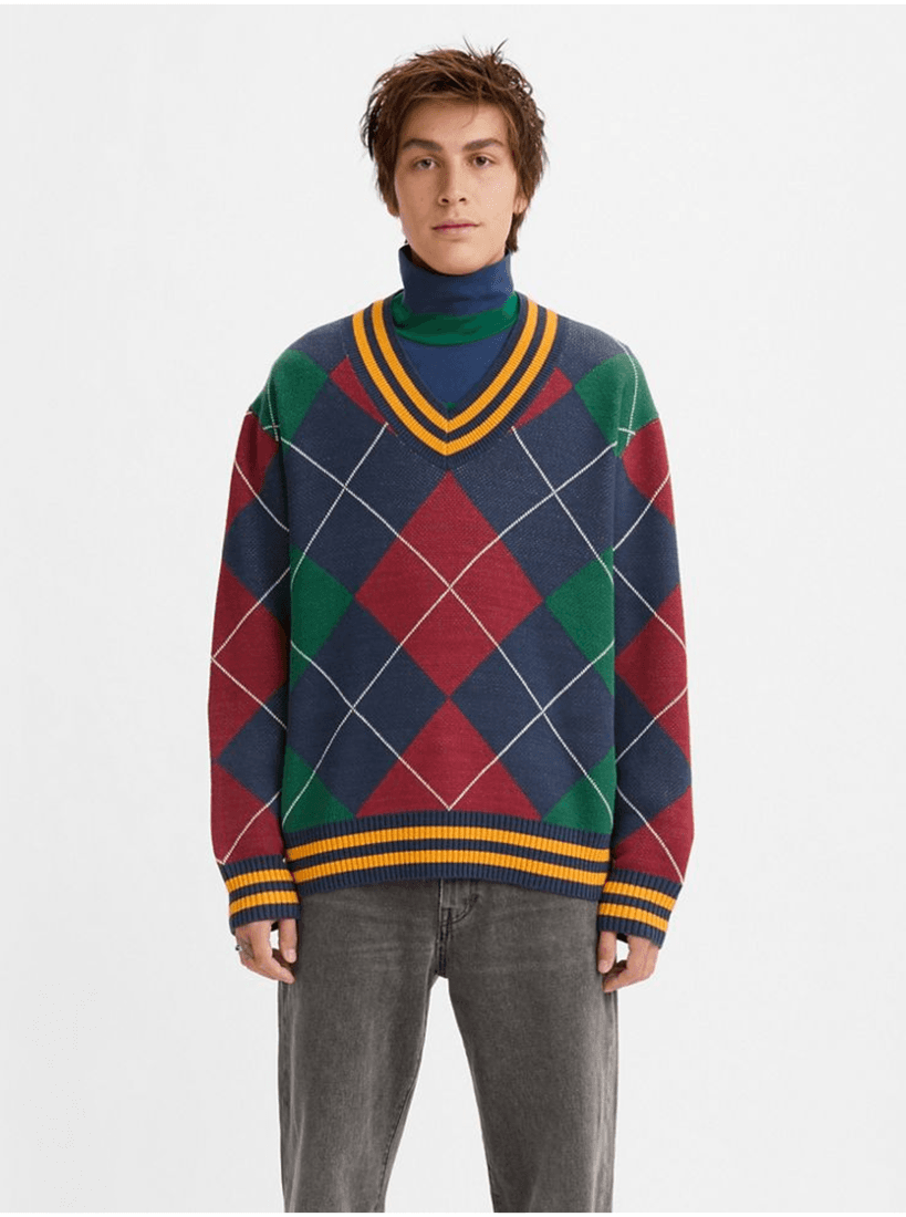 Levi's Green-Blue Mens Sweater Levi's® Stay Loose Vneck Sweater Athle - Men