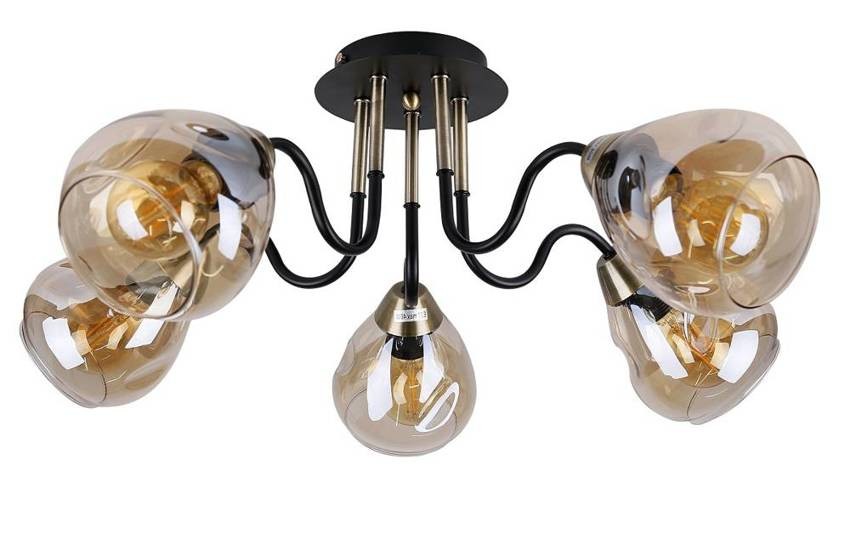 Candellux Čierno-zlaté stropné svietidlo Unica pre žiarovku 5x E27 35-00897