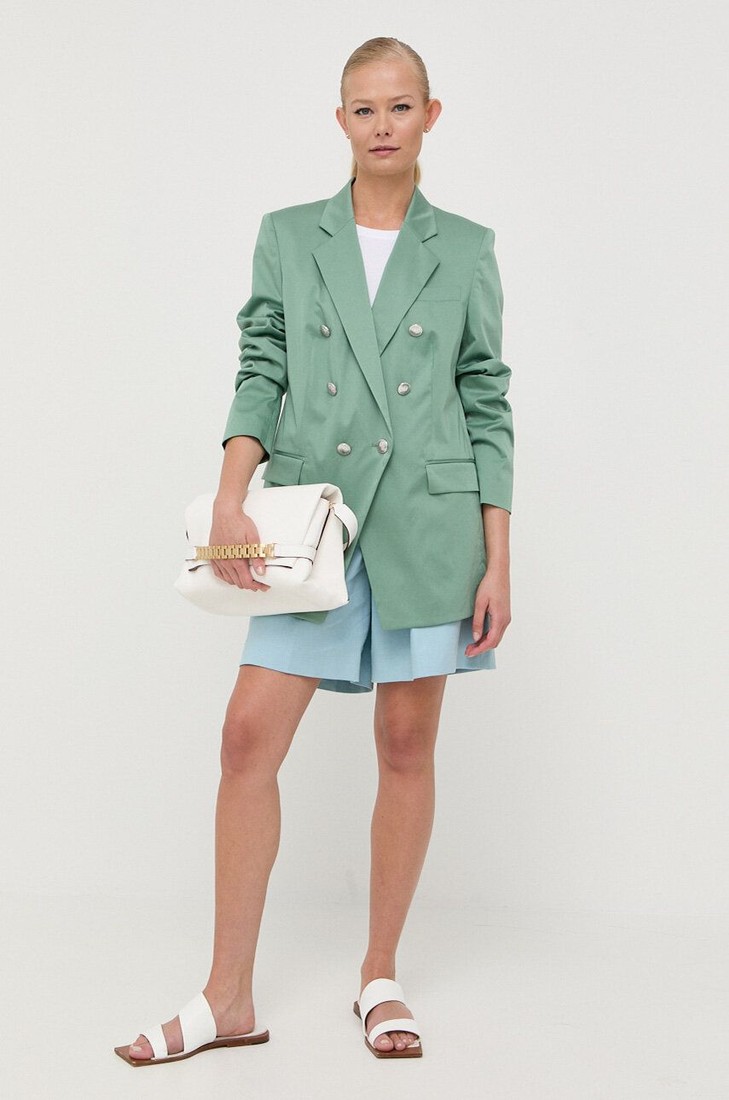 Kožená listová kabelka Victoria Beckham Chain Pouch biela farba