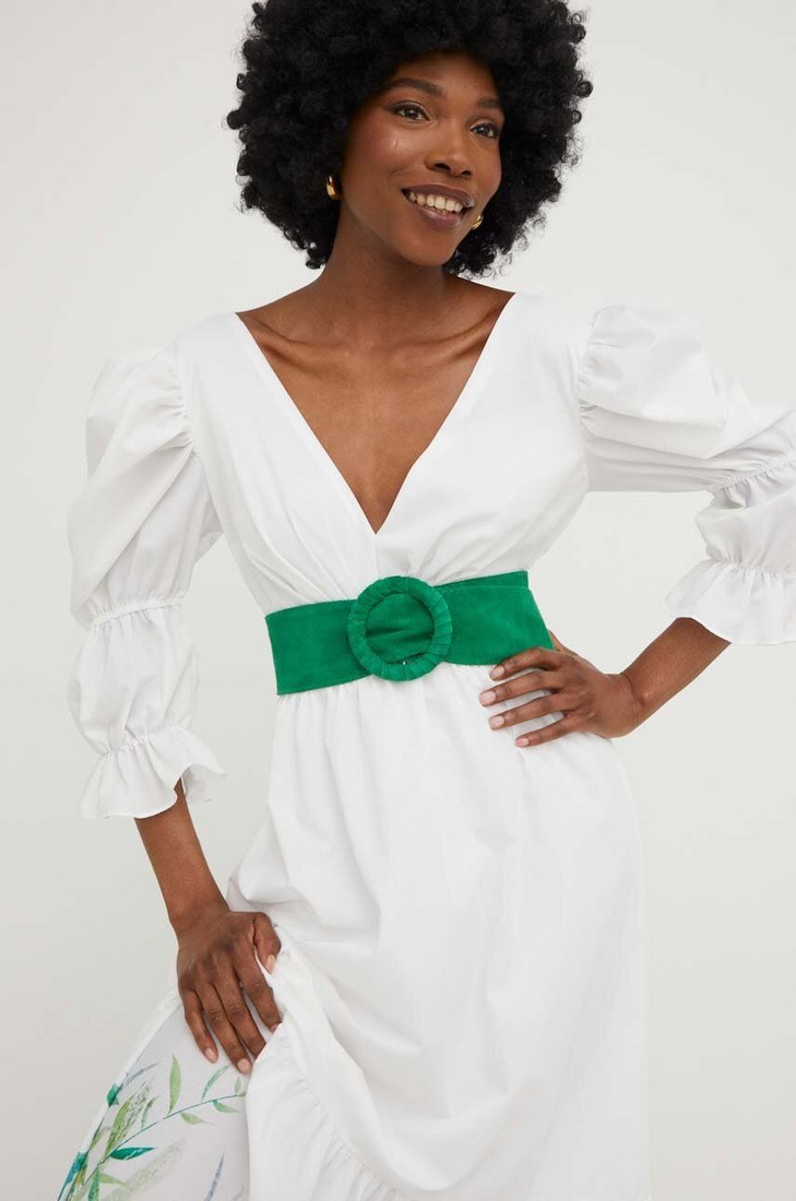 Semišový opasok Answear Lab zelená farba