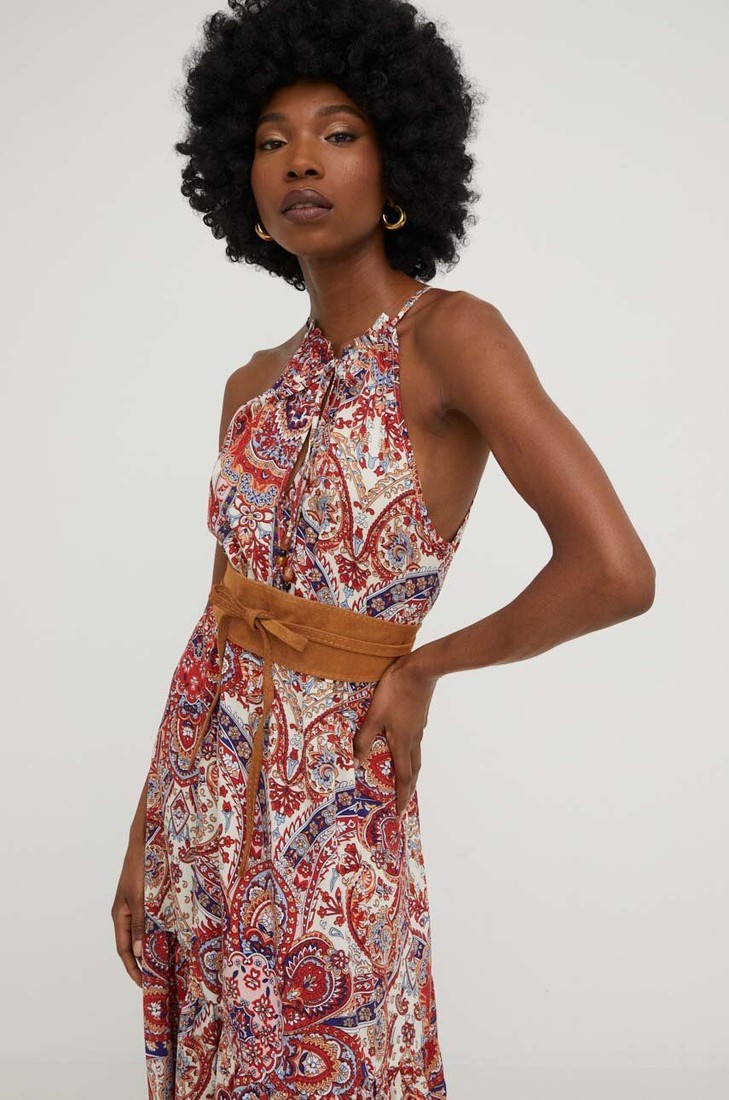 Semišový opasok Answear Lab hnedá farba