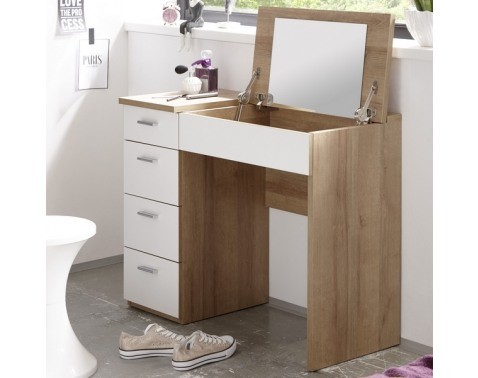 Toaletný/písací stolík Make Up, dub sonoma/biely%
