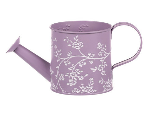 Obal na kvetináč tvar krhla, fialový s bielymi ružami%