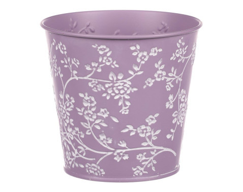 Obal na kvetináč fialový s bielymi ružami, 15,7 cm%