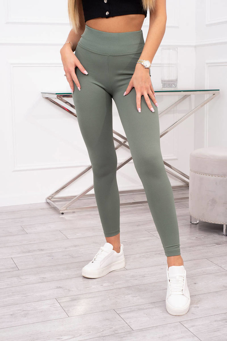 Striped leggings trousers dark mint
