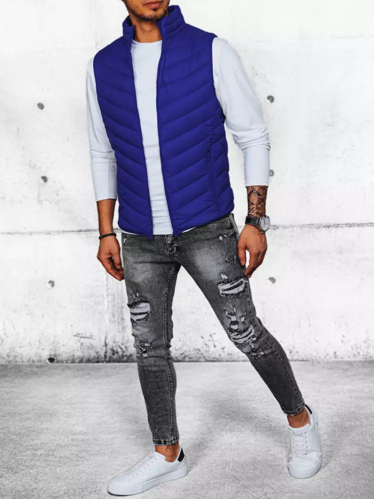 Dstreet dark blue quilted men's vest