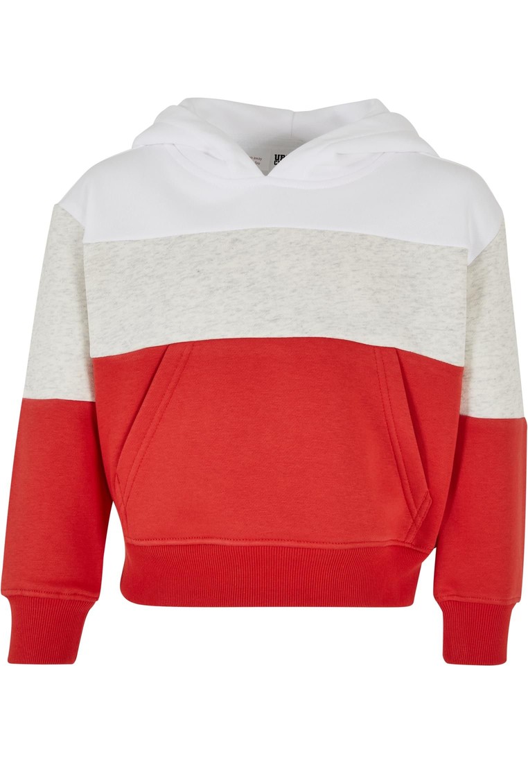 Urban Classics Girls Oversize 3-Tone Hoody white/lightgrey/hugered - 110/116