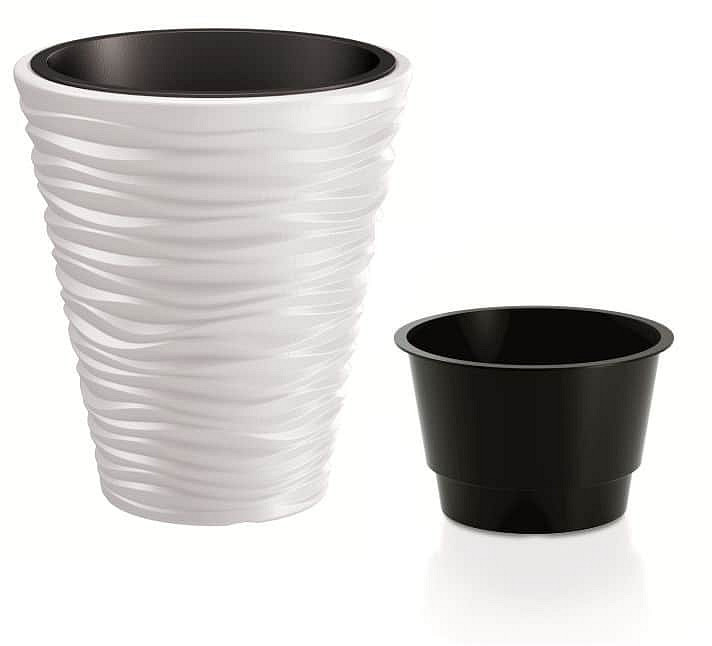 Květináč SAND + vklad bílý 34,5 cm