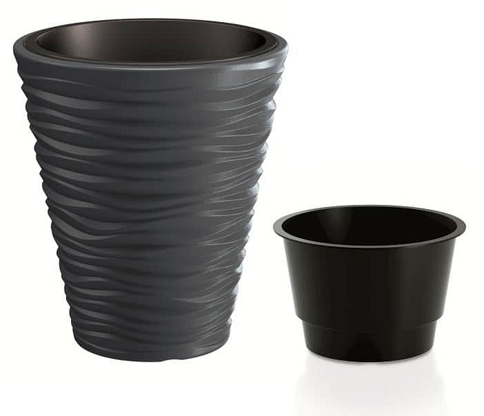 Květináč SAND + vklad antracit 34,5 cm