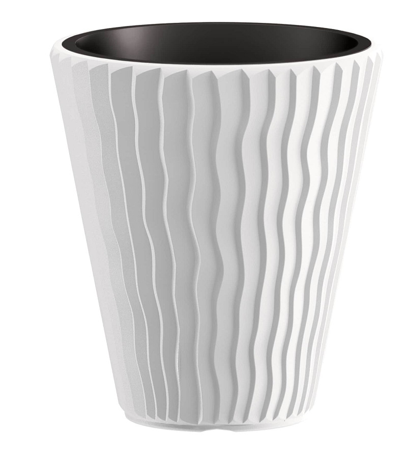 Květináč SANDY + vklad bílý 34,9 cm