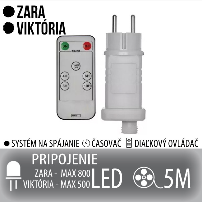 ZARA a VIKTÓRIA napájací zdroj pre spojovateľné reťaze s časovačom a diaľkovým ovládačom