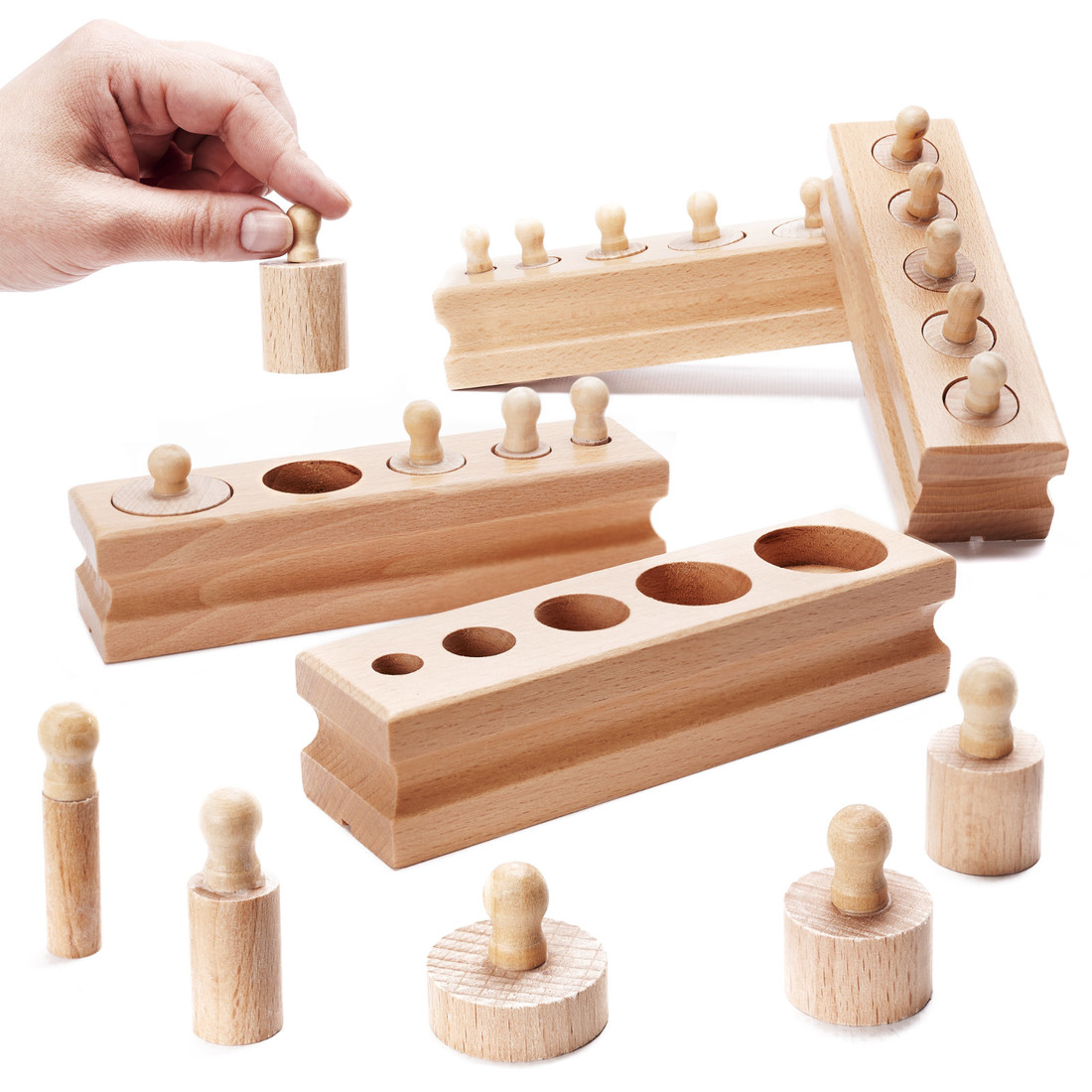 KIK Drevené valcové závažia montessori sorter