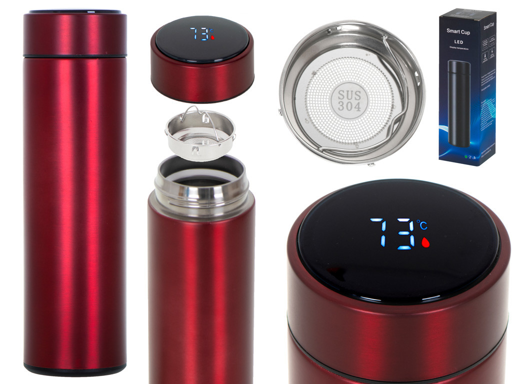KIK Termoska hrnček smart LED 500ml bordó