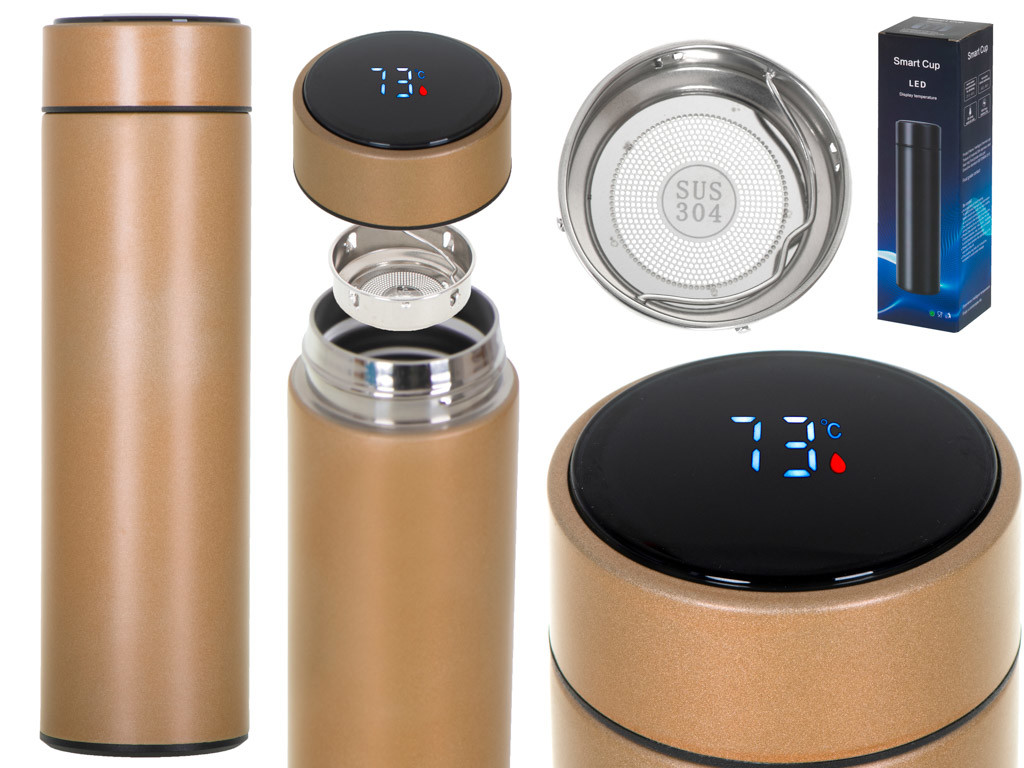 KIK Termoska hrnček smart LED 500ml zlatá