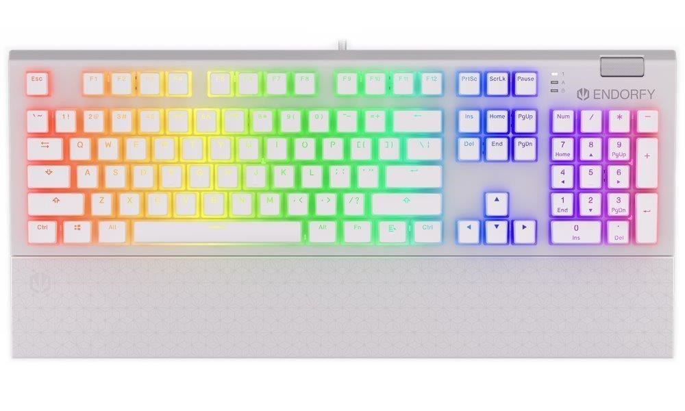 Endorfy herná klávesnica Omnis OWH Pudd.Kailh RD RGB /USB/ red switch / drôtová / mechanická / US layout / biela RGB