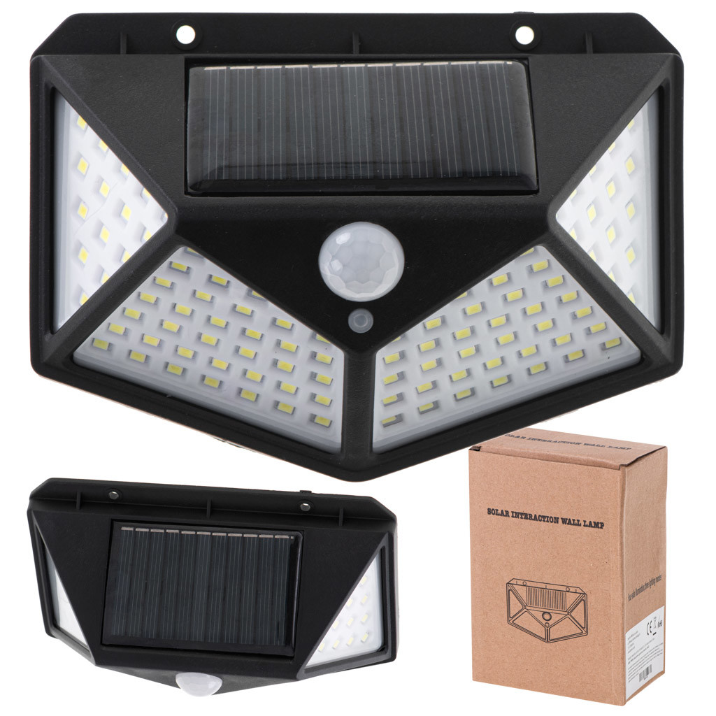 KIK Solárna lampa so senzorom pohybu a súmraku 100 LED