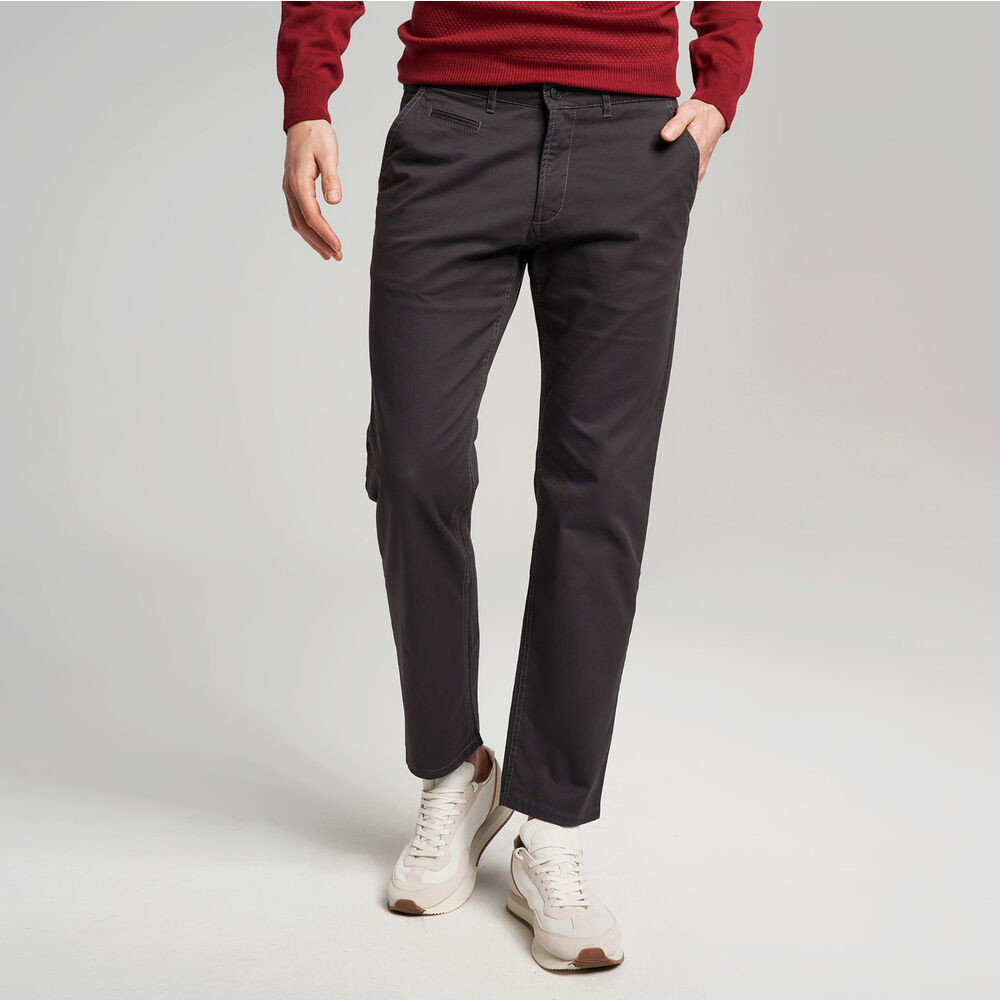 Pánske nohavice chinos grafitovej farby s hladkým vzorom 15039