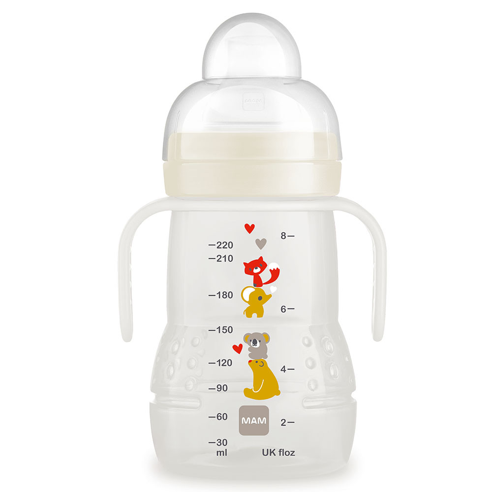 MAM Hrnček Trainer+, 220 ml 4m+, biely