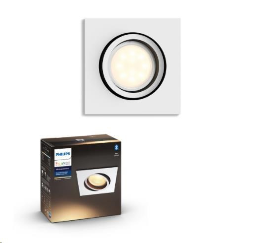 PHILIPS MILLISKIN Zapustené bodové svietidlo, štvorcové, Hue White ambiance, 230V, 1x5.5W GU10, Biela, rozšírenie (5042131P9)