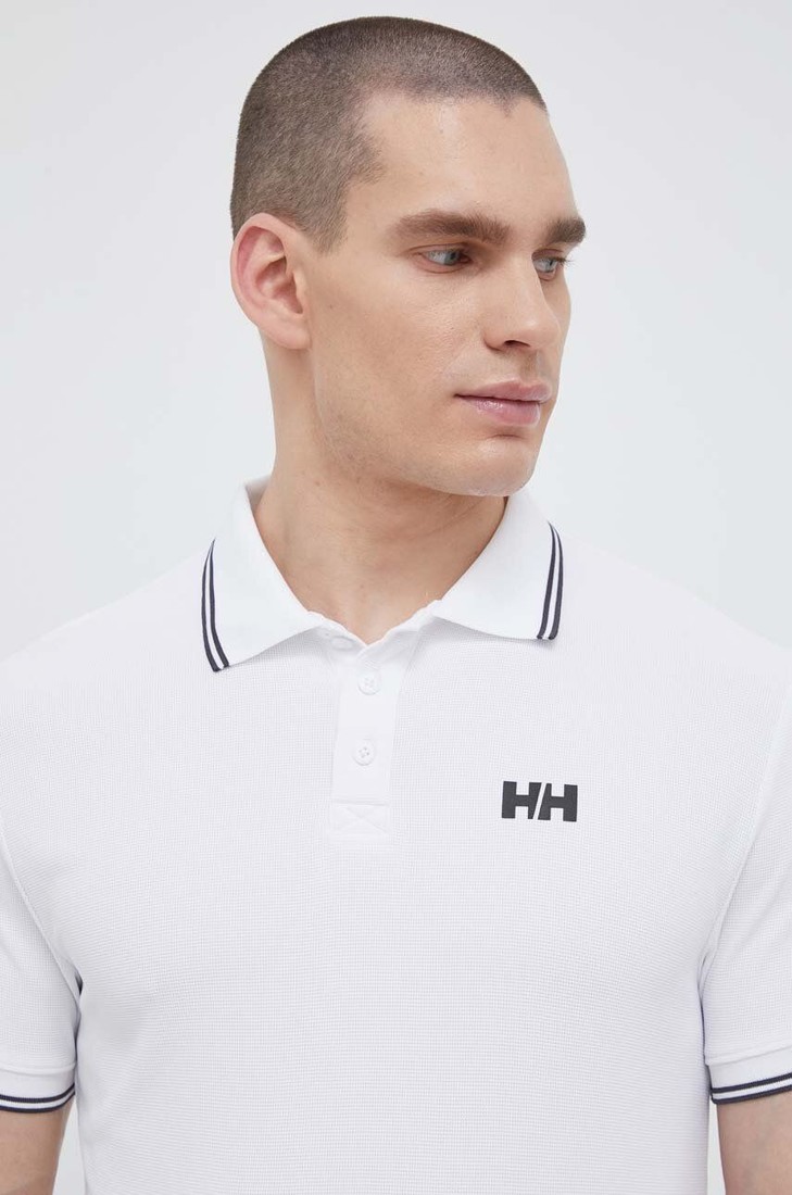 Polo tričko Helly Hansen pánske, biela farba, jednofarebné