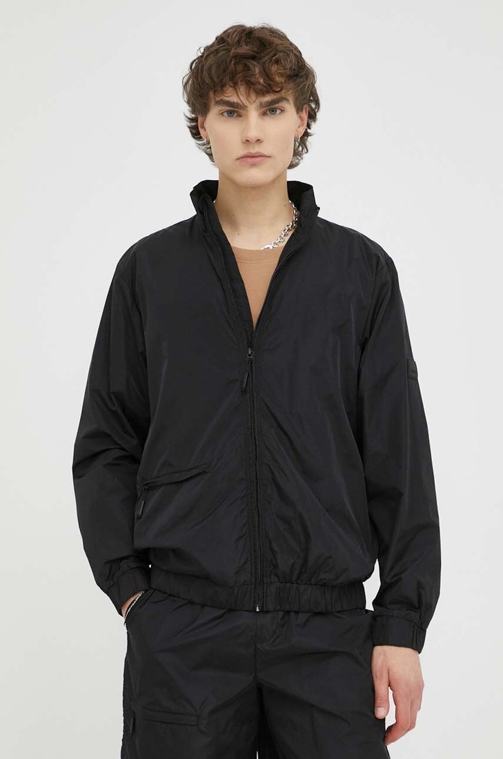 Nepremokavá bunda Rains 18900 Track Jacket čierna farba, prechodná, oversize