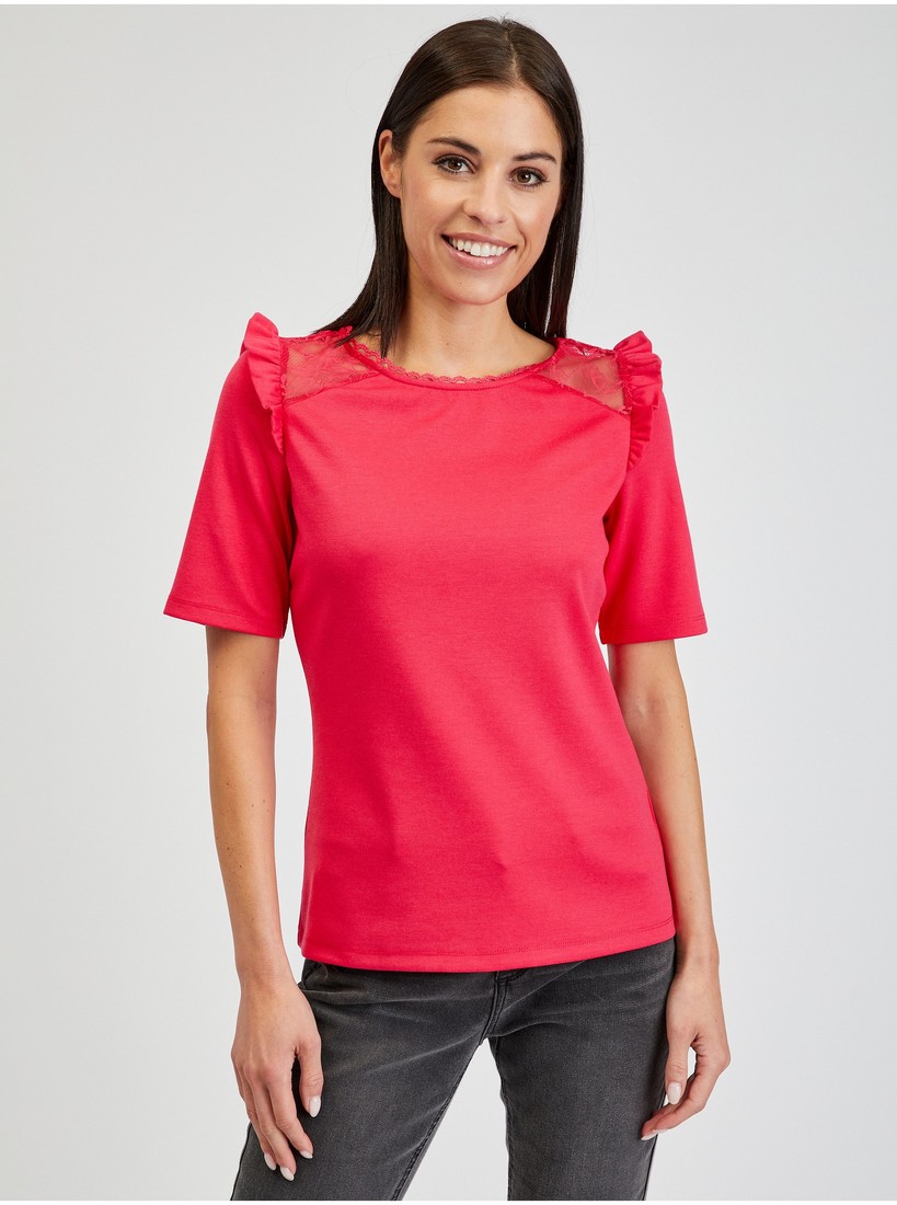 Orsay Dark pink Women's T-shirt with Neckline - Women