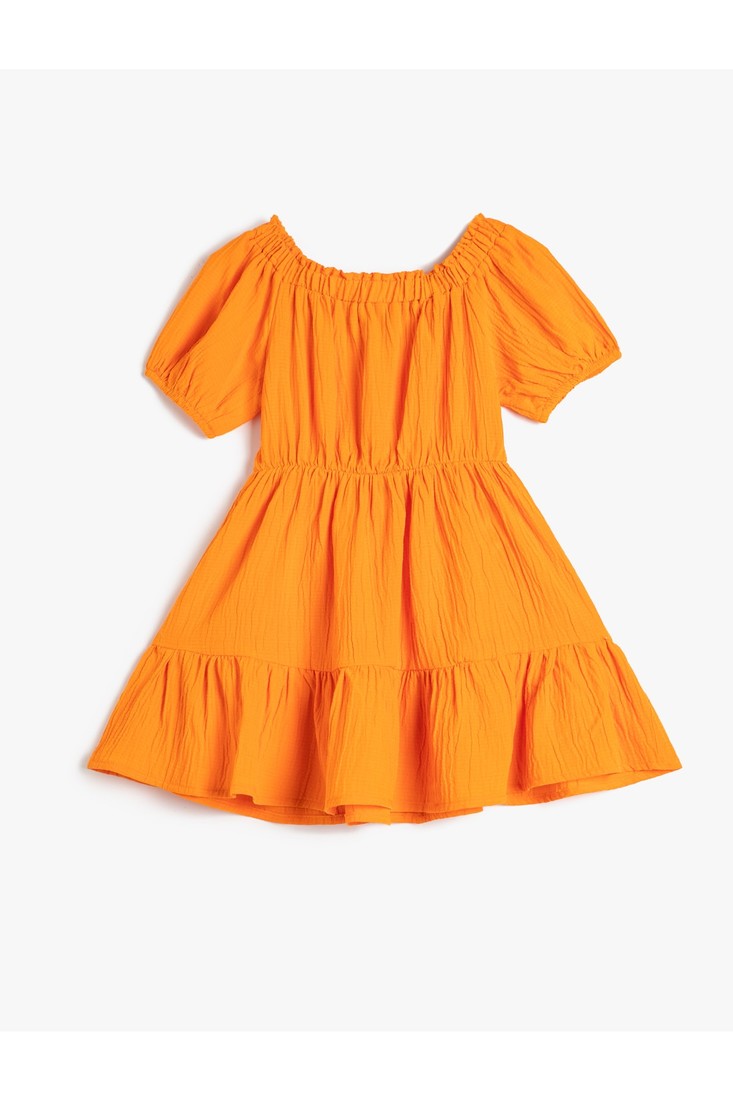 Koton Midi Dress Off Shoulder Short Balloon Sleeves