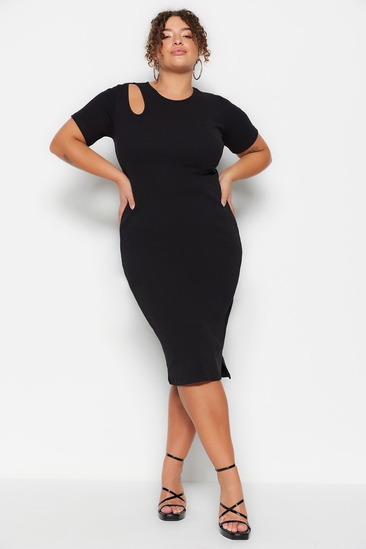 Trendyol Curve Plus Size Dress - Black - Mermaid