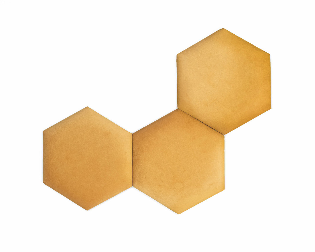 Čalúnený panel Hexagon - medový Heksagon Trinity Amber S
