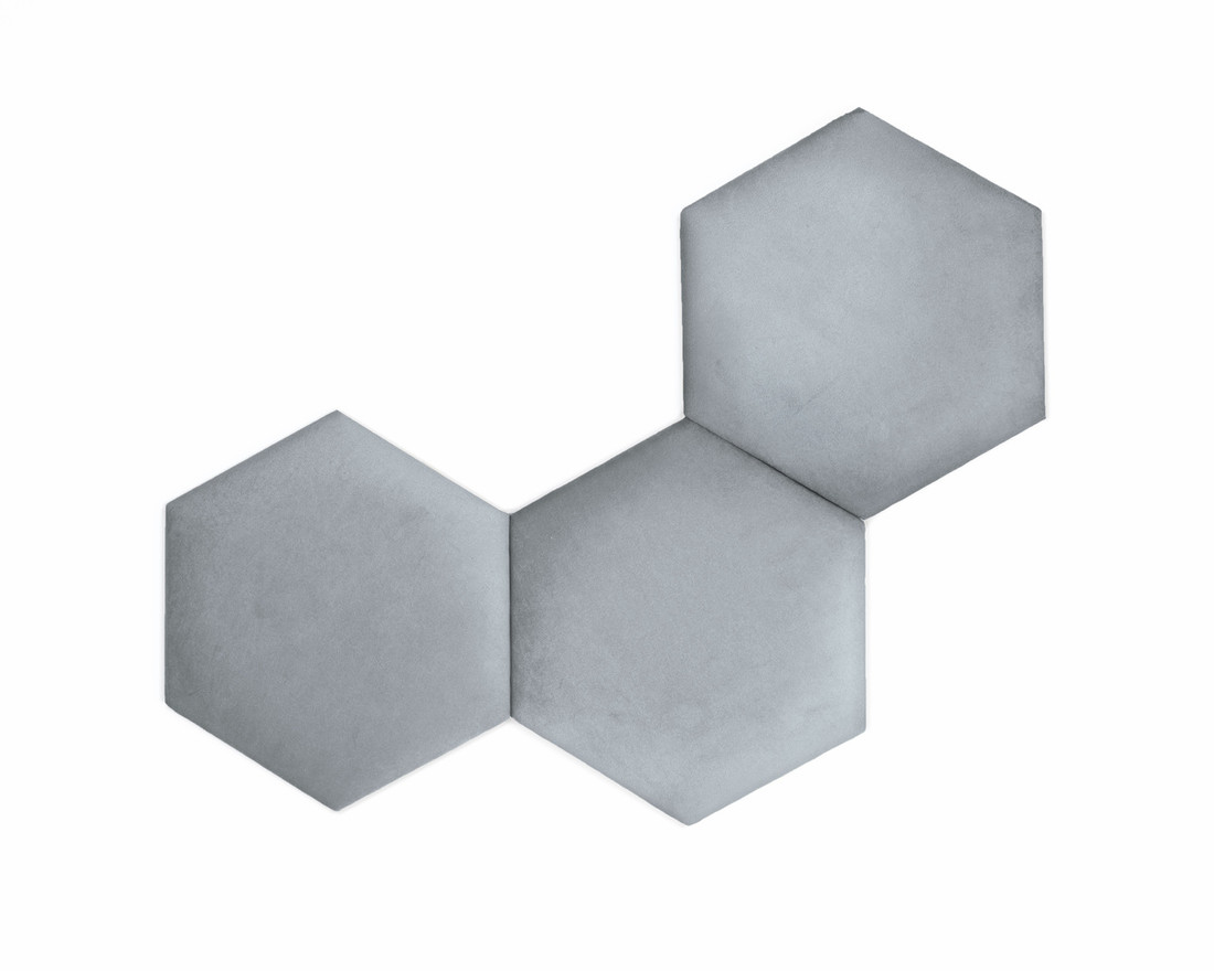 Čalúnený panel Hexagon - šedý Heksagon Trinity Ash S