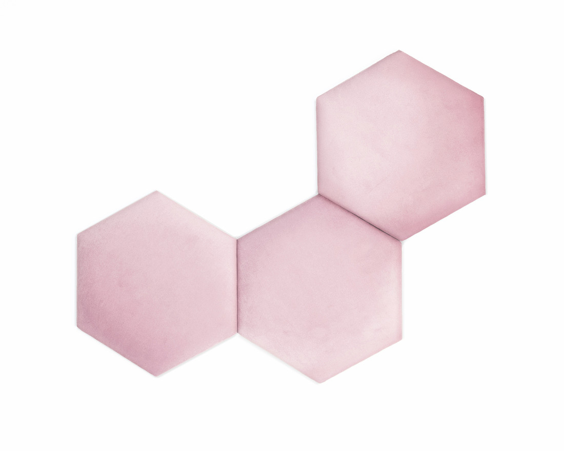 Čalúnený panel Hexagon - púdrovo ružový Heksagon Trinity Rose S
