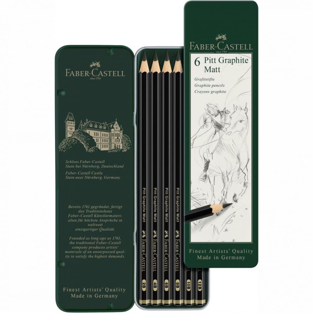 Grafitové ceruzky Pitt Matt Set 6 - plech