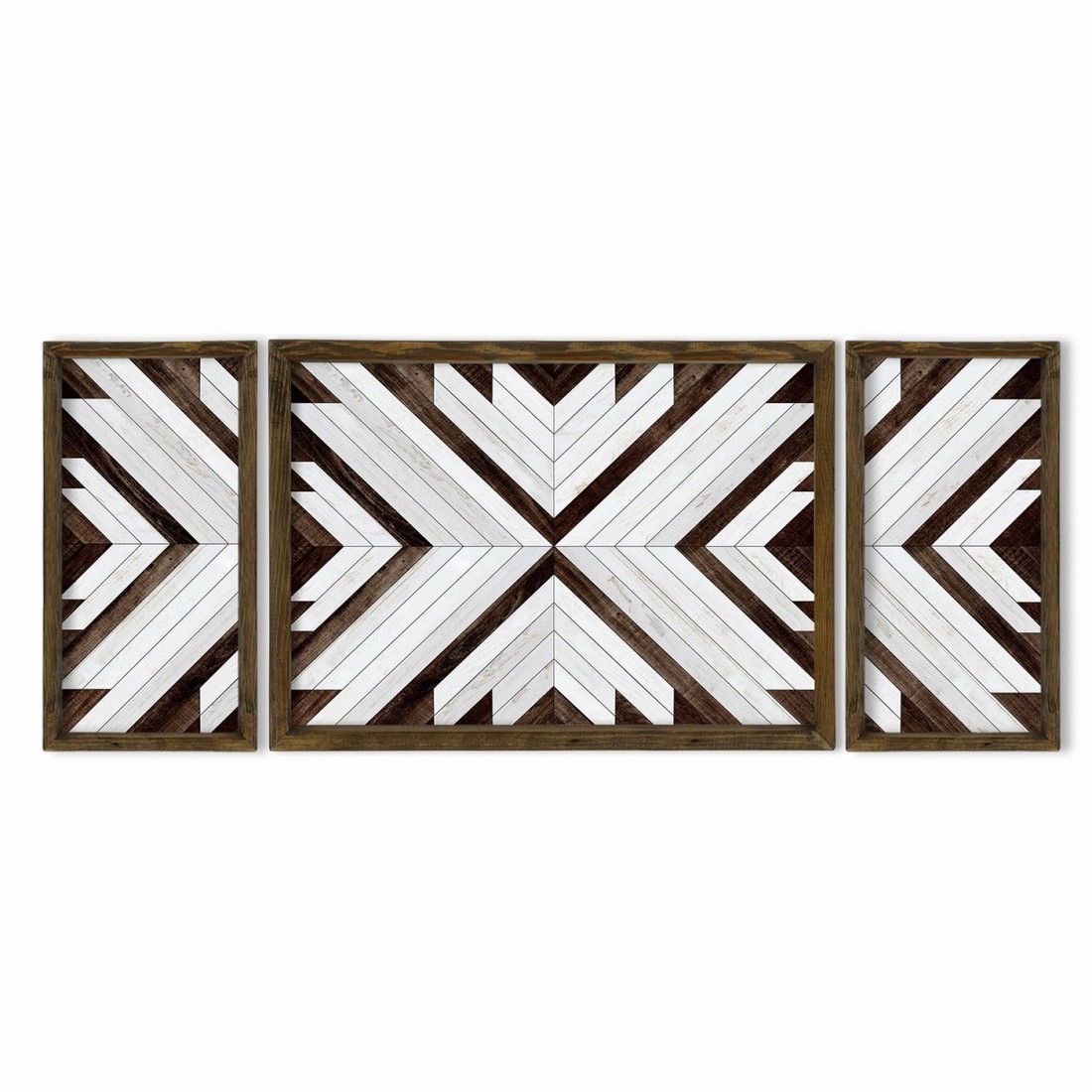 Sada obrazů WOODEN JIGSAW 120 x 50 cm 3 kusy