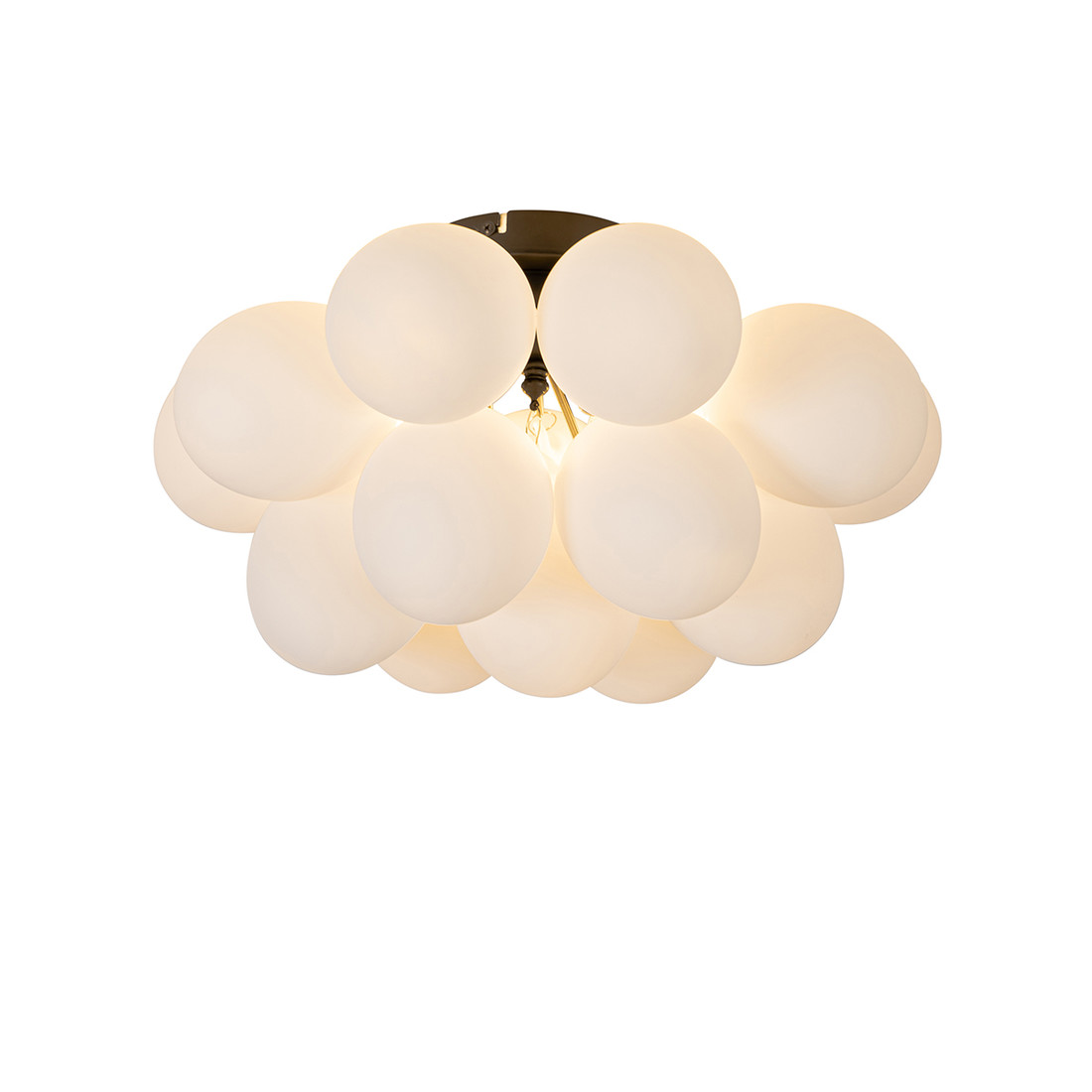 Art deco plafondlamp zwart met opaal glas 4-lichts - Uvas