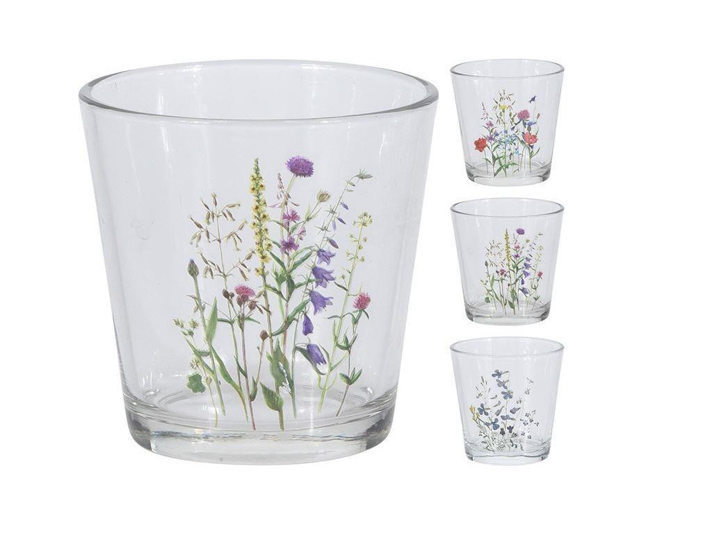 MAKRO - Svietnik sklo kvietky rôzne druhy