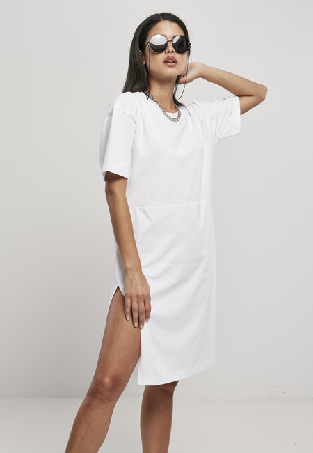 Urban Classics Ladies Organic Oversized Slit Tee Dress white - S