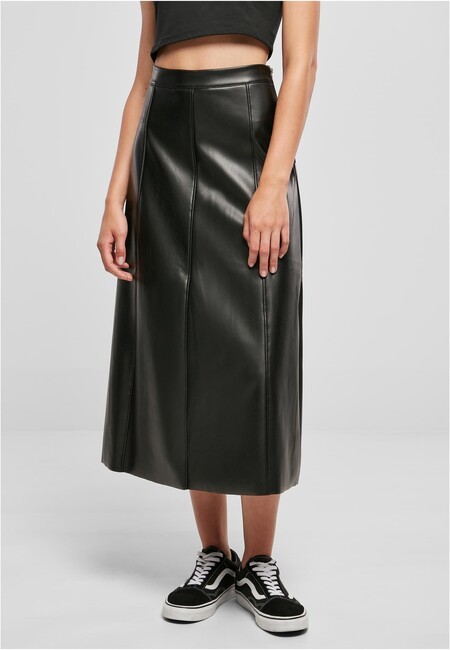 Urban Classics Ladies Synthetic Leather Midi Skirt black - XS