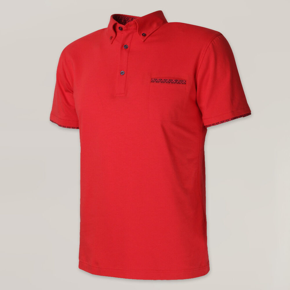 Pánske polo tričko červenej farby s kontrastnými prvkami 14924