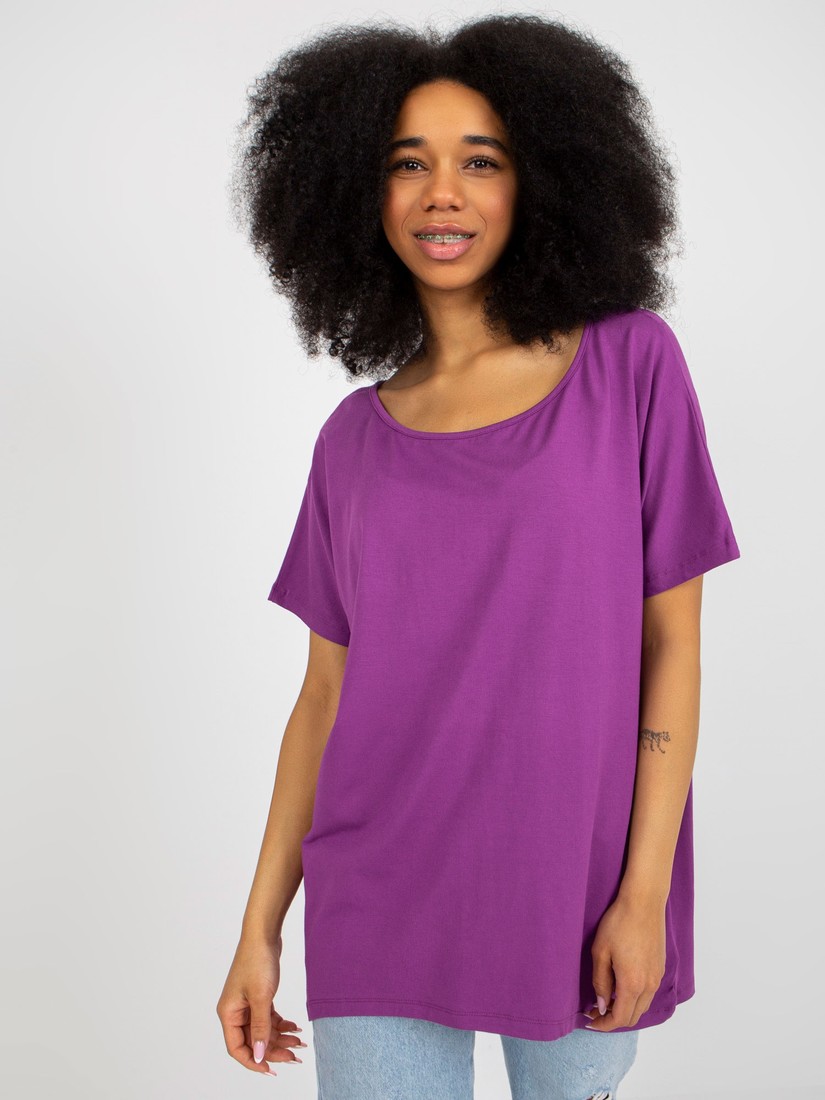 Purple basic blouse with short sleeves