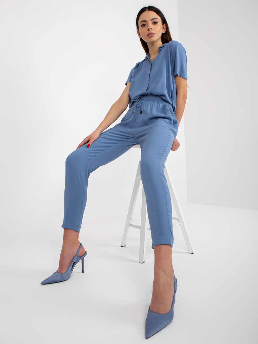 Blue summer fabric pants SUBLEVEL with pockets