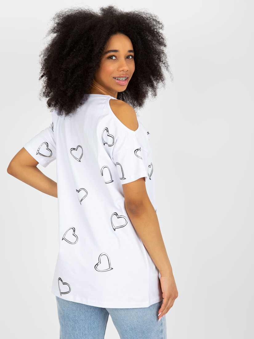 White cotton blouse with heart print