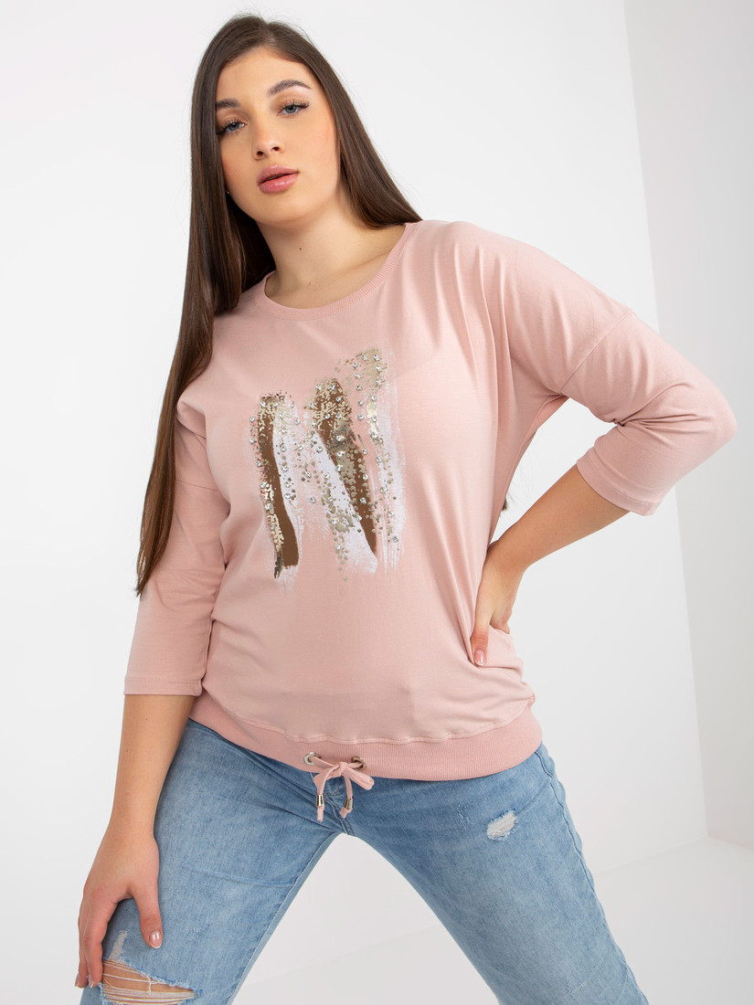 Dusty pink blouse plus size with print