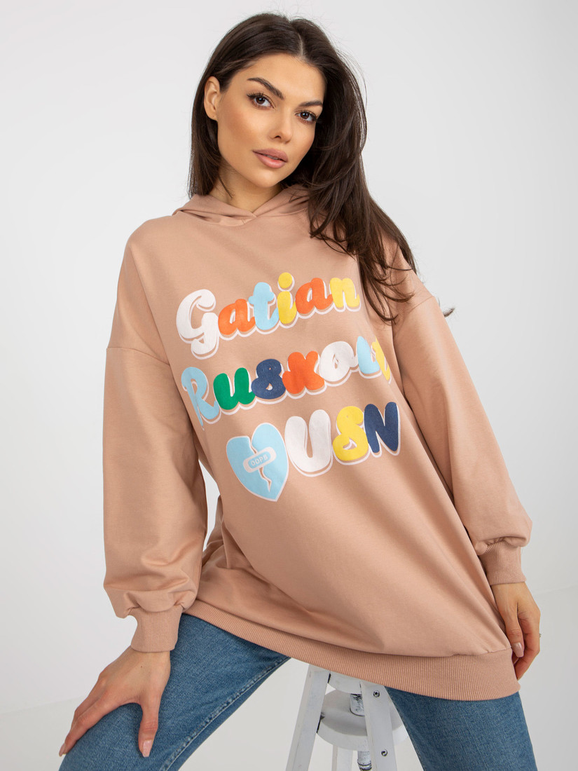 Sweatshirt with large print Camel