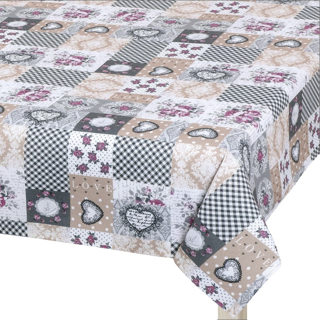 Bellatex Obrus DITA Patchwork love, sivá, 140 x 180 cm