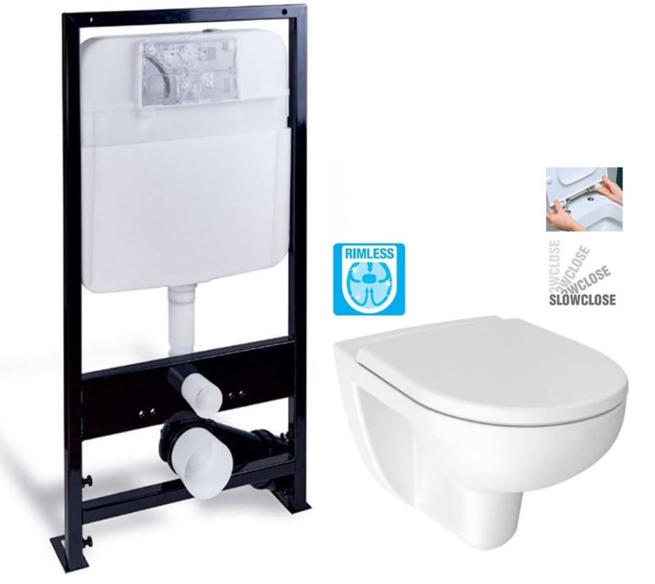PRIM - predstenový inštalačný systém bez tlačidla+ WC JIKA LYRA PLUS RIMLESS + SEDADLO duraplastu SLOWCLOSE PRIM_20/0026 X LY2