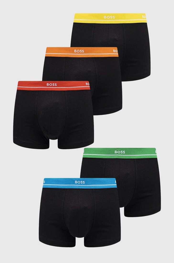 Boxerky BOSS 5-pak pánske, čierna farba
