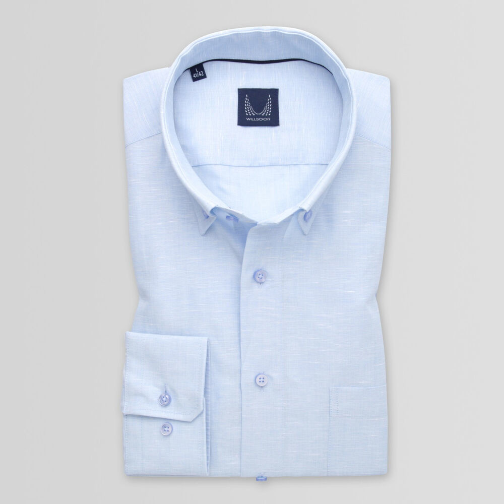 Pánska slim fit košeľa svetlomodrá s jemným vzorom 15096
